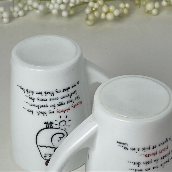 ARC France Luminarc Hickety Pickerty Hen Pair of Mugs Milk Glass - Picture 13 of 16